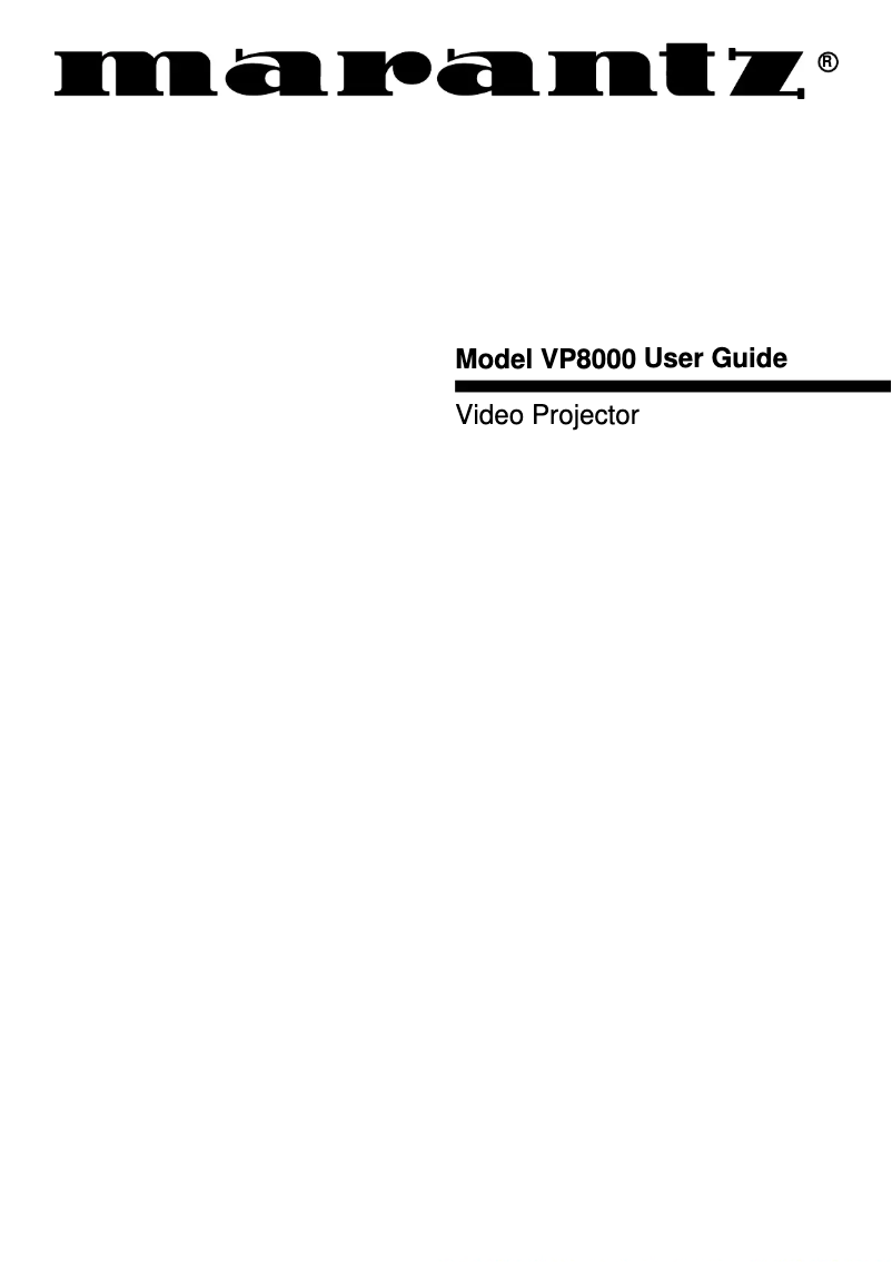 Page n°1 - Manuel utilisateur Marantz VP8000