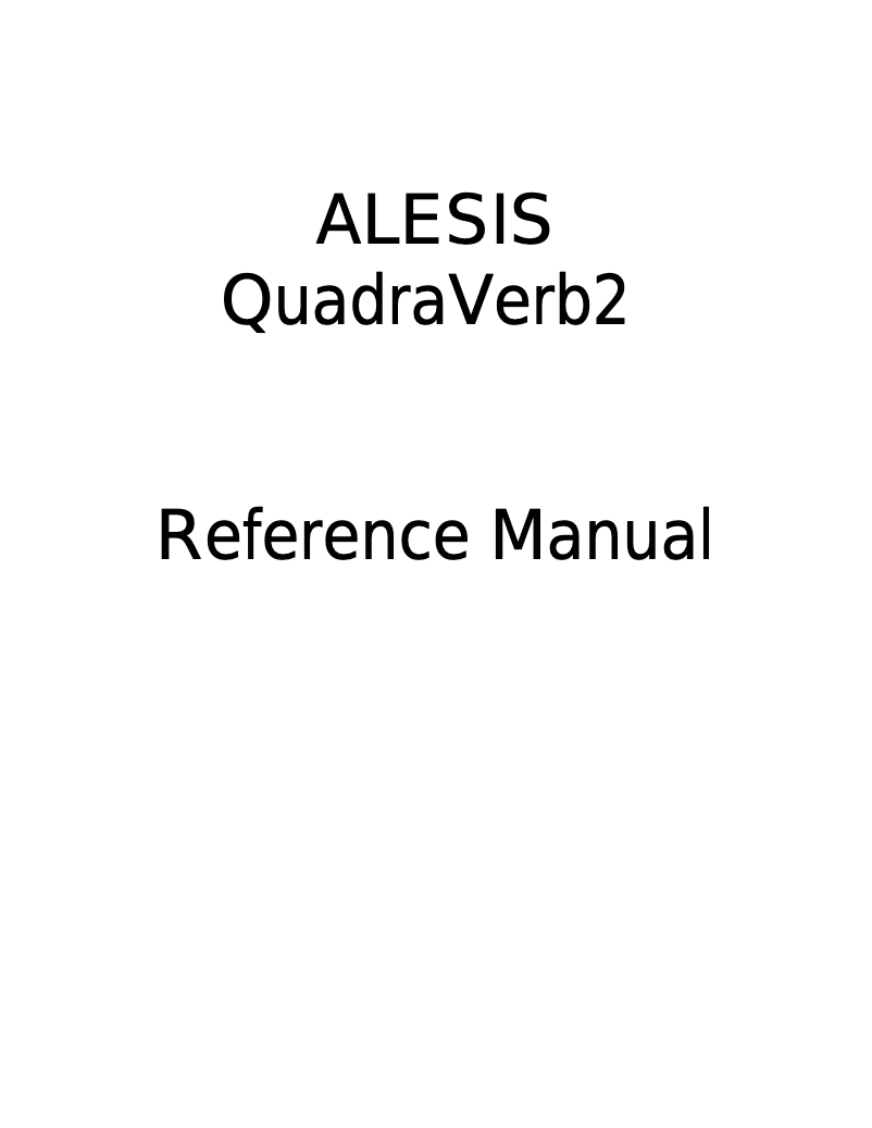 Page n°1 - Manuel utilisateur Alesis QuadraVerb 2