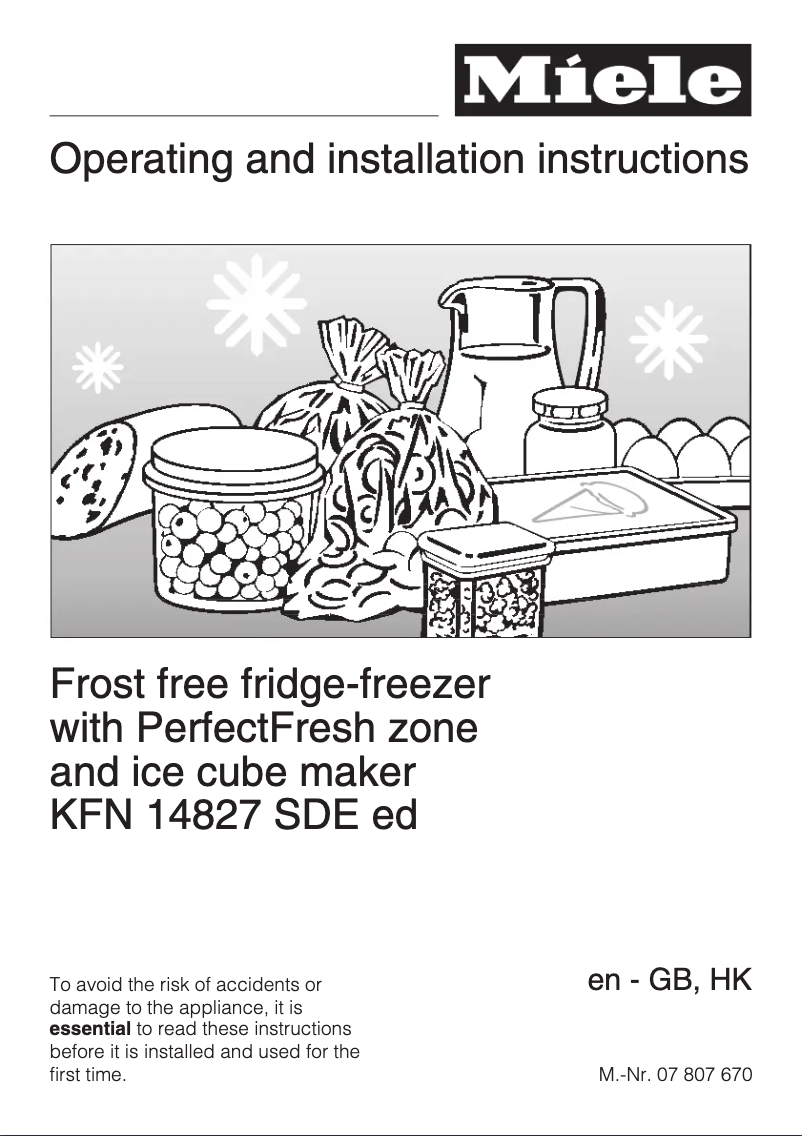 Page 1 de la notice Manuel utilisateur Miele KFN 14827 SDed