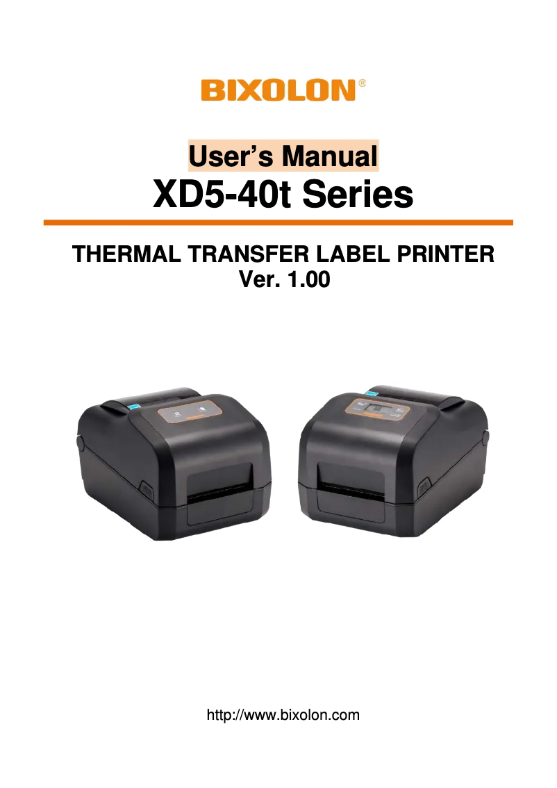 Page 1 de la notice Manuel utilisateur Bixolon XD5-40TK