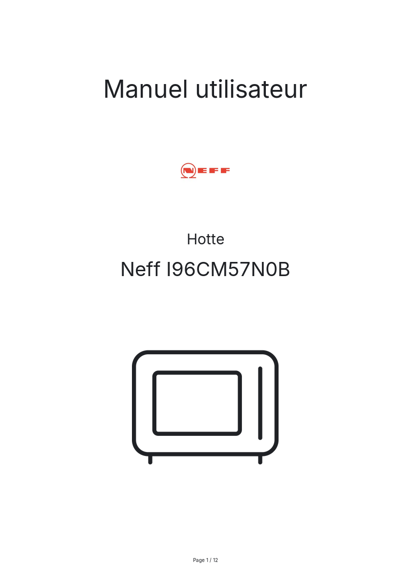 Page n°1 - Manuel utilisateur Neff I96CM57N0B