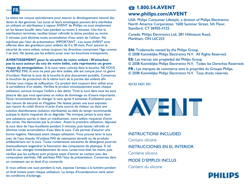 Page 1 of the manual User Manual Philips AVENT SCD298