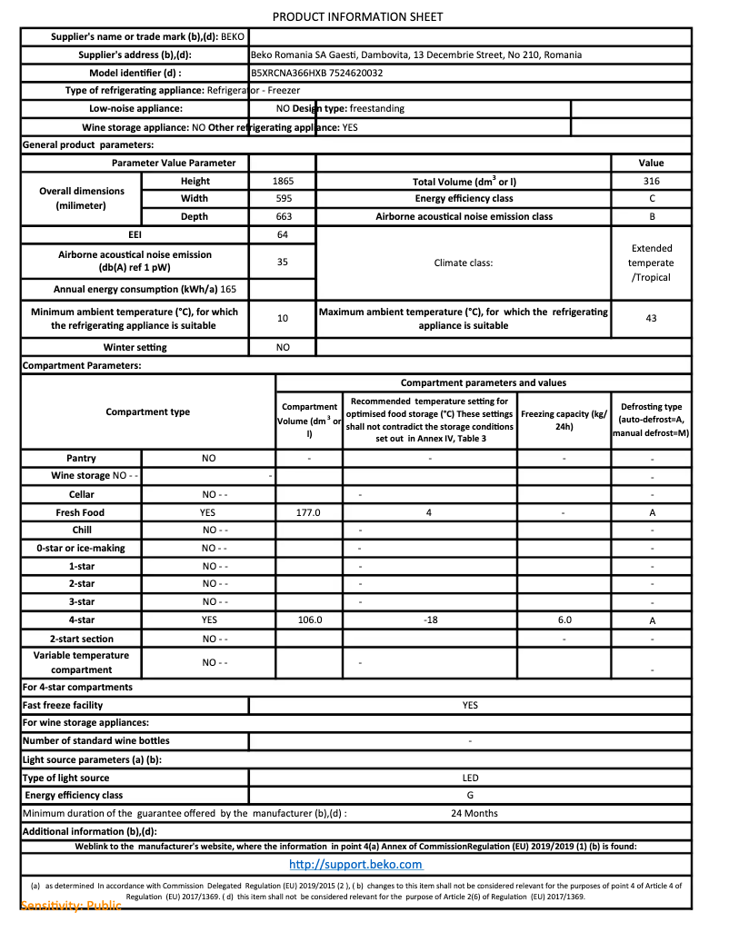 Image de la première page du manuel de l'appareil B5XRCNA366HXB