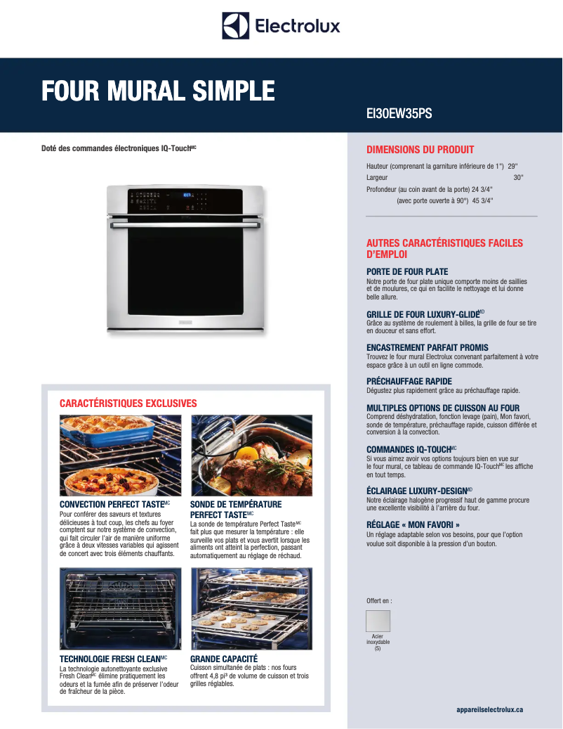 Page n°1 - Fiche technique Electrolux EI30EW35PS