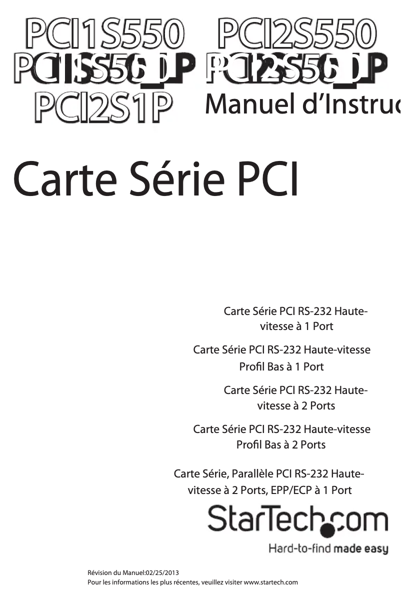 Page n°1 - Manuel utilisateur StarTech.com PCI2S550