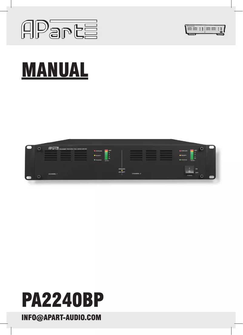 Image de la première page du manuel de l'appareil PA2240BP