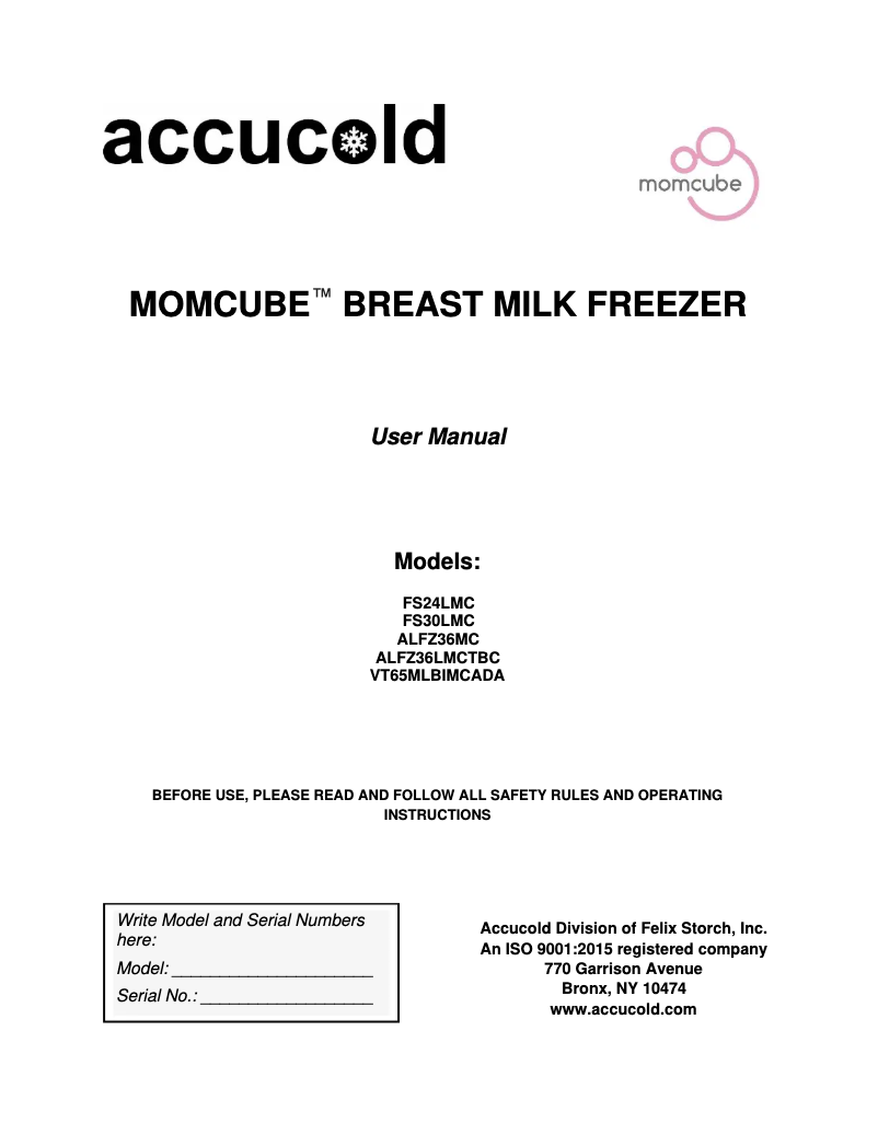 Page n°1 - Manuel utilisateur Summit ALFZ36MC