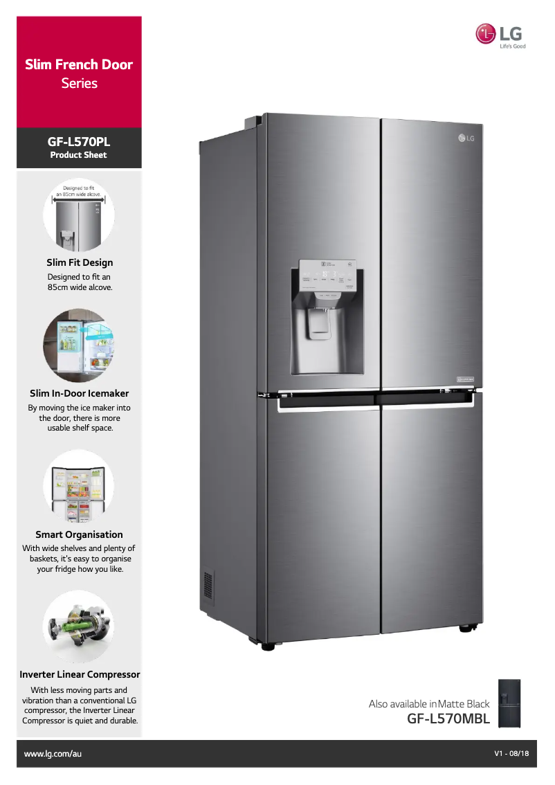 Página 1 del manual Ficha técnica LG GF-L570PL