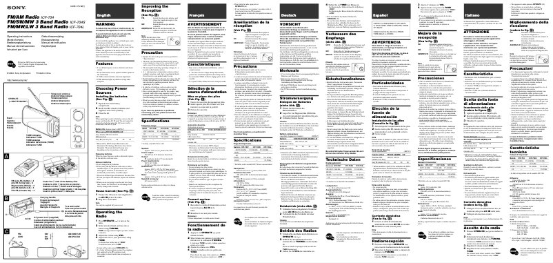 Page n°1 - Manuel utilisateur Sony ICF-704S