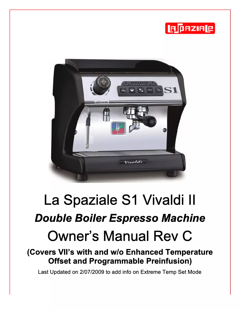 Page 1 de la notice Manuel utilisateur La Spaziale S1 Vivaldi ll