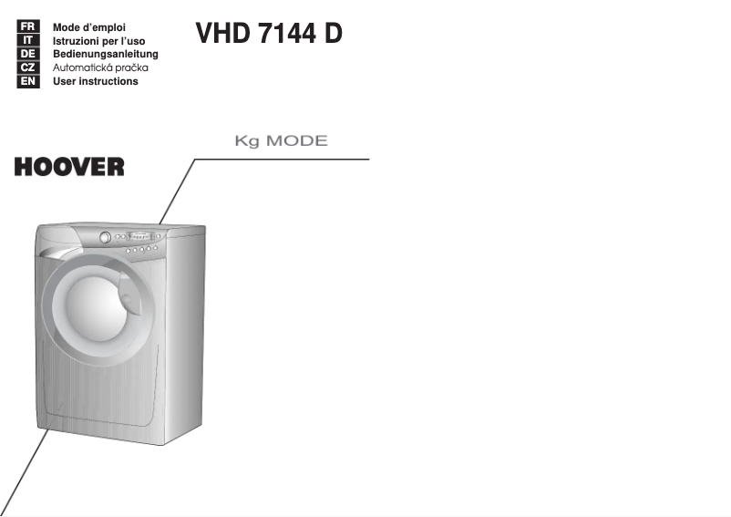 Page n°1 - Manuel utilisateur Hoover VHD 7144D-14S