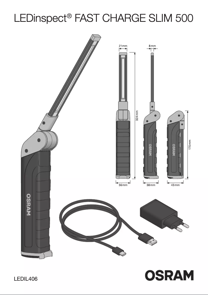 Page 1 de la notice Instructions / montage Osram LEDinspect FAST CHARGE SLIM500