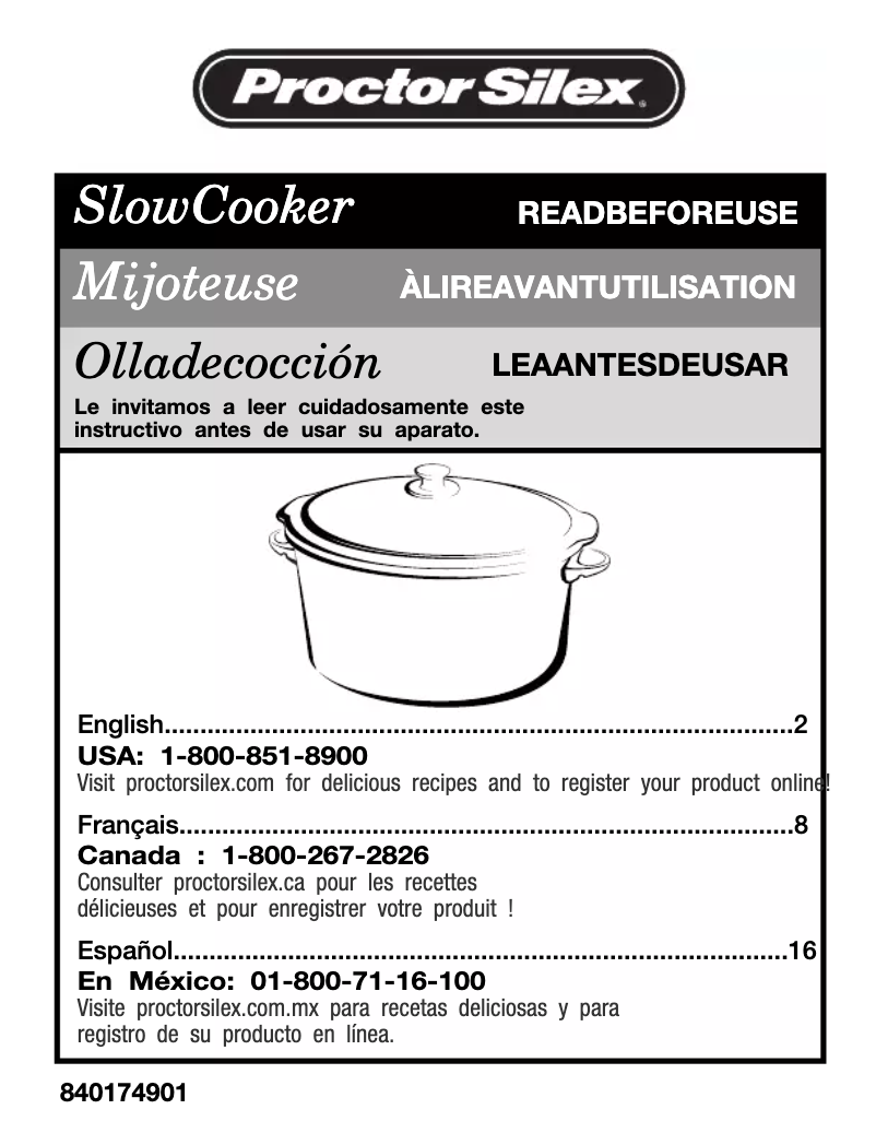 Page 1 de la notice Manuel utilisateur Proctor Silex 33040Y