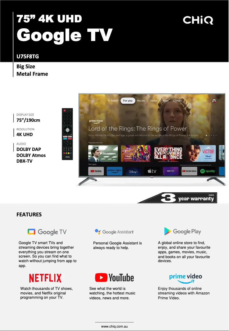 Image de la première page du manuel de l'appareil U75F8TG