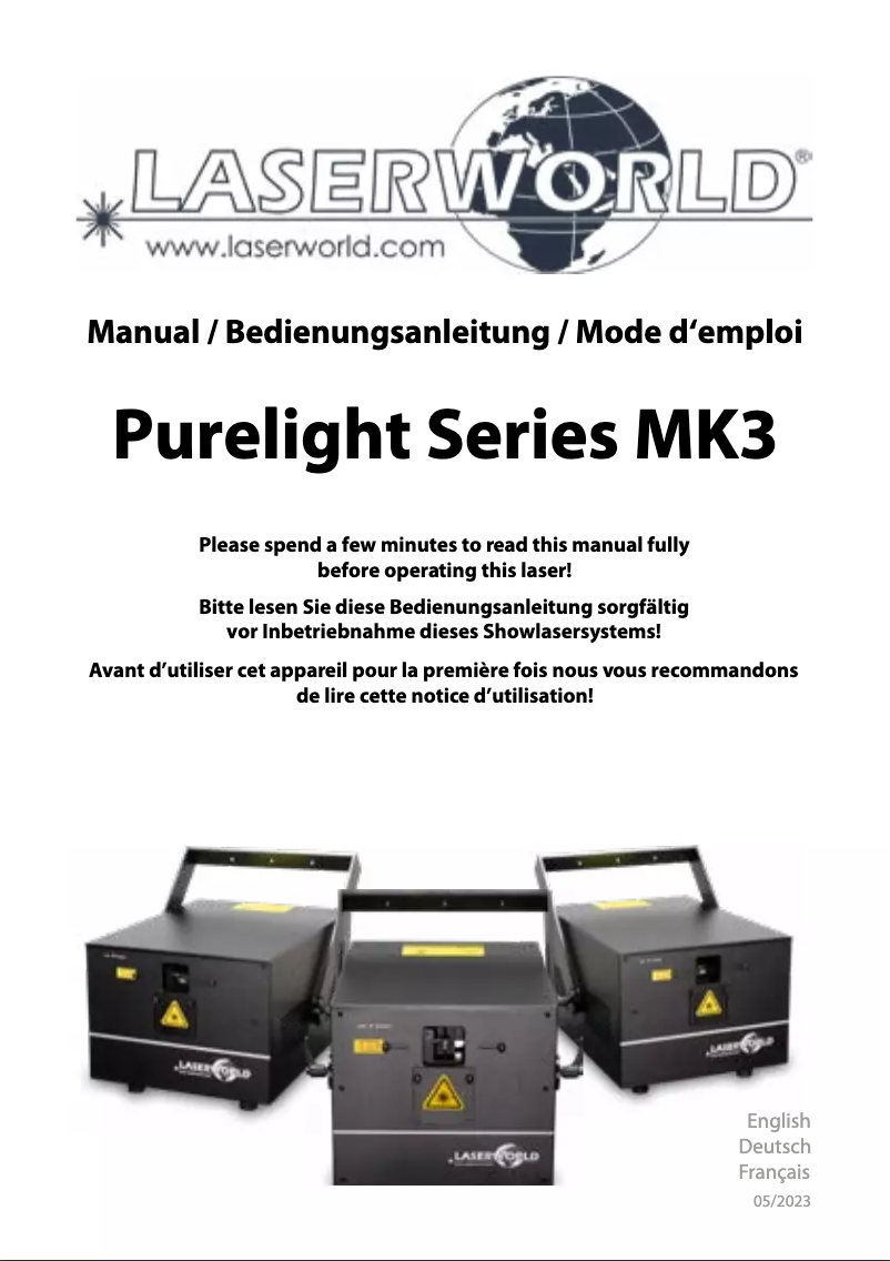 Page n°1 - Manuel utilisateur Laserworld PL-20 MK3