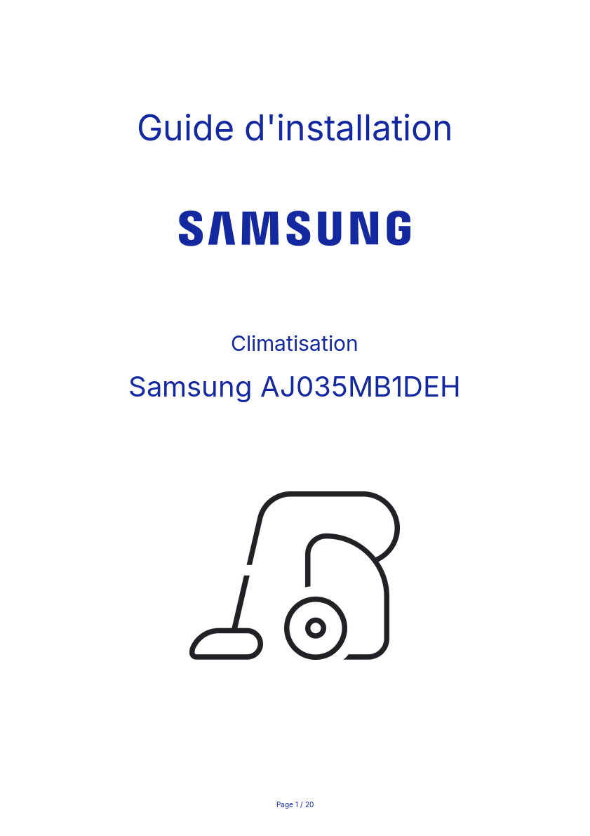 Page n°1 - Guide d'installation Samsung AJ035MB1DEH