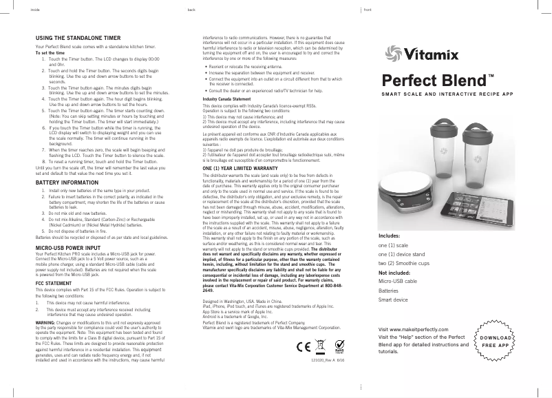 Page n°1 - Manuel utilisateur Vitamix Perfect Blend
