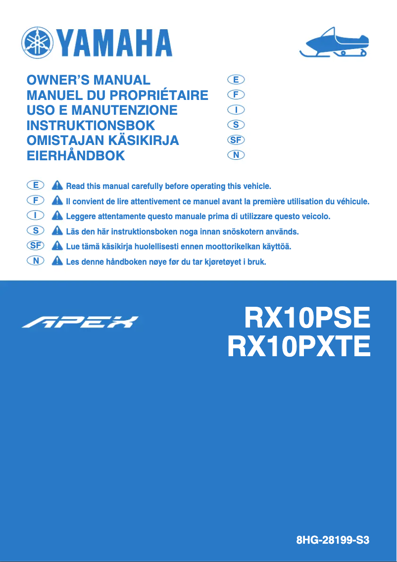 Image de la première page du manuel de l'appareil APEX X-TX (2014)