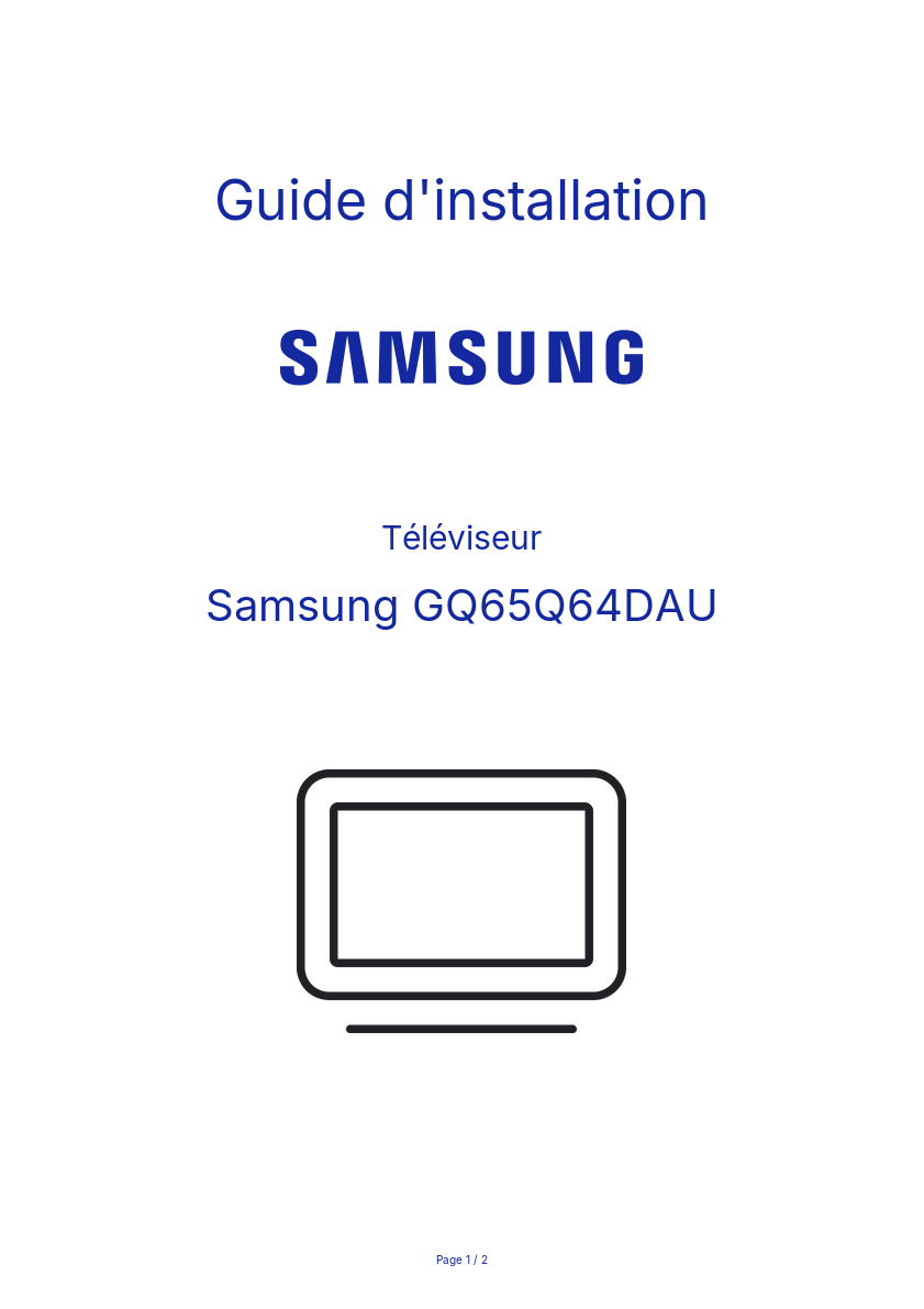 Page n°1 - Guide d'installation Samsung GQ65Q64DAU