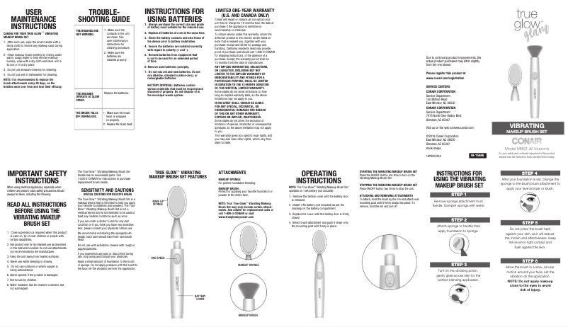 Imagen de la primera página del manual del dispositivo True Glow Glam MBS1