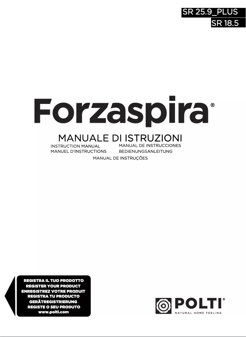 Page 1 de la notice Manuel utilisateur Polti SR 18.5 Plus