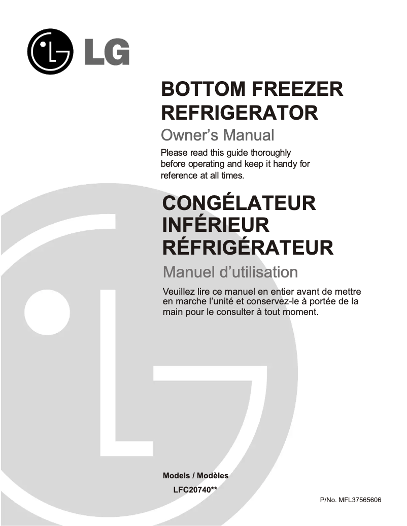 Image de la première page du manuel de l'appareil LFC20740SW