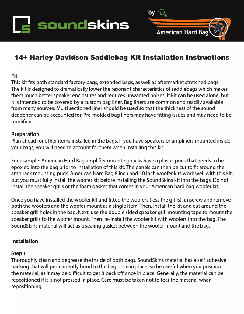 Page n°1 - Manuel utilisateur Soundskins SSK-ELECTRA14