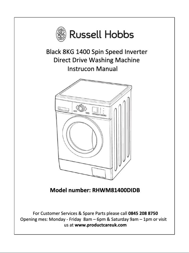 Page 1 de la notice Manuel utilisateur Russell Hobbs RHWM81400DIDW