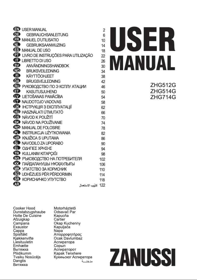 Page n°1 - Manuel utilisateur Zanussi ZHG514G