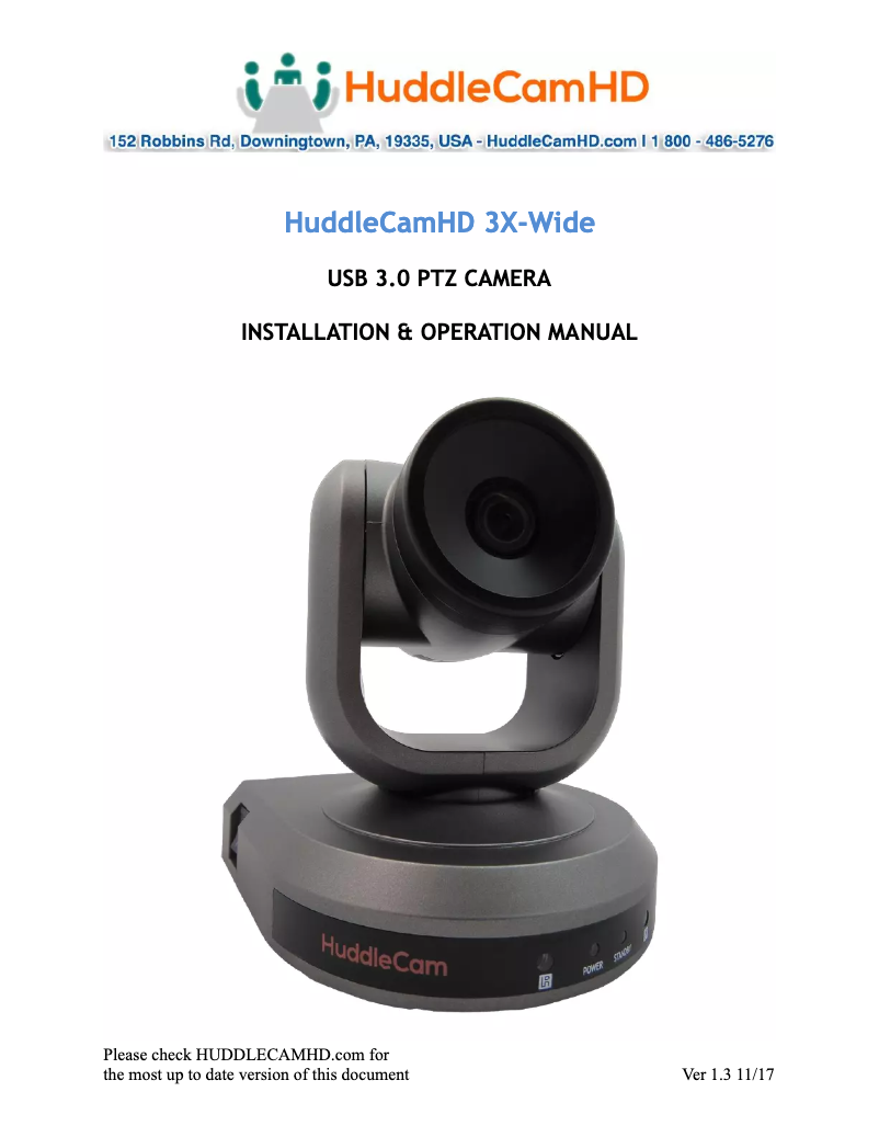 Page n°1 - Manuel utilisateur HuddleCamHD 3XW-G2