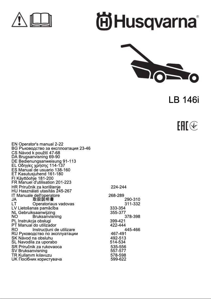 Page n°1 - Manuel utilisateur Husqvarna LB 146i