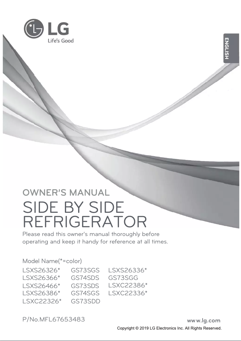 Page 1 de la notice Manuel utilisateur LG LSXS26386S