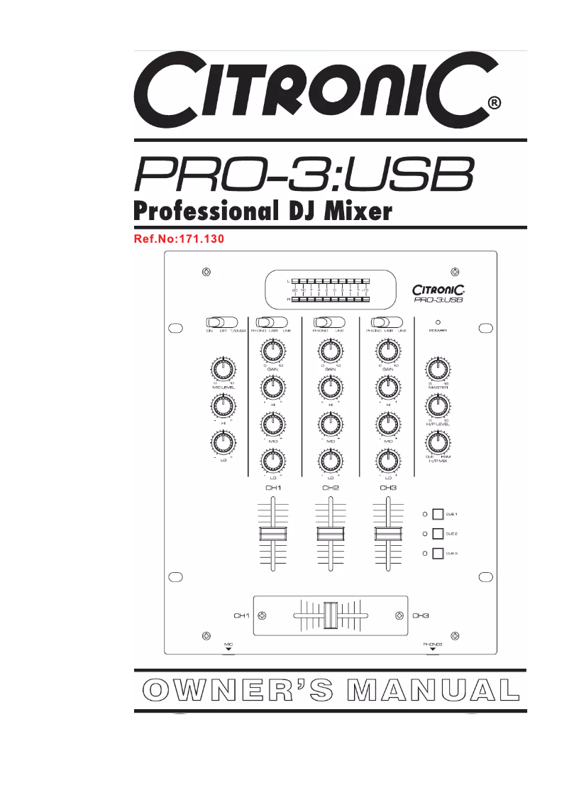 Image de la première page du manuel de l'appareil PRO-3 USB