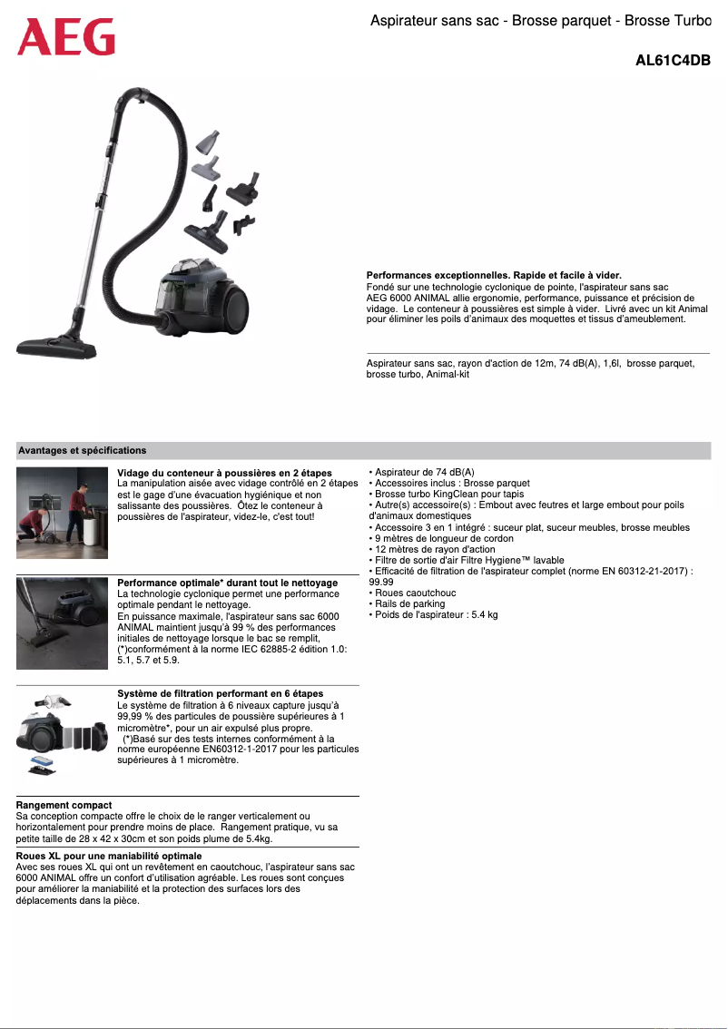 Page 1 de la notice Manuel utilisateur AEG AL61C4DB