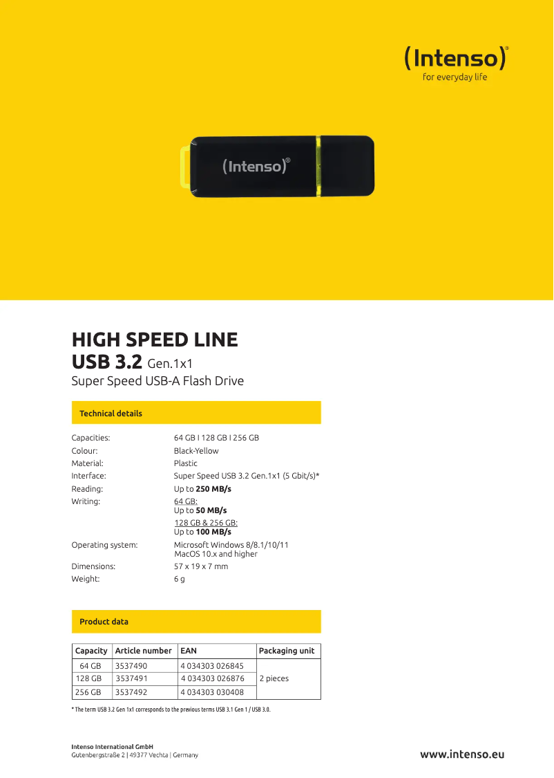 Página 1 del manual Manual de usuario Intenso High Speed Line USB 3.2
