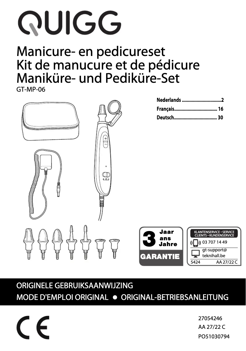 Page 1 de la notice Manuel utilisateur Quigg GT-MP-06