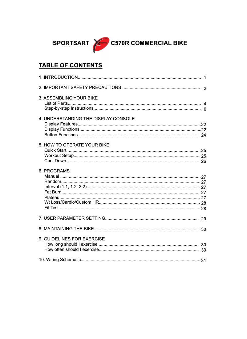 Page 1 de la notice Manuel utilisateur SportsArt C570R