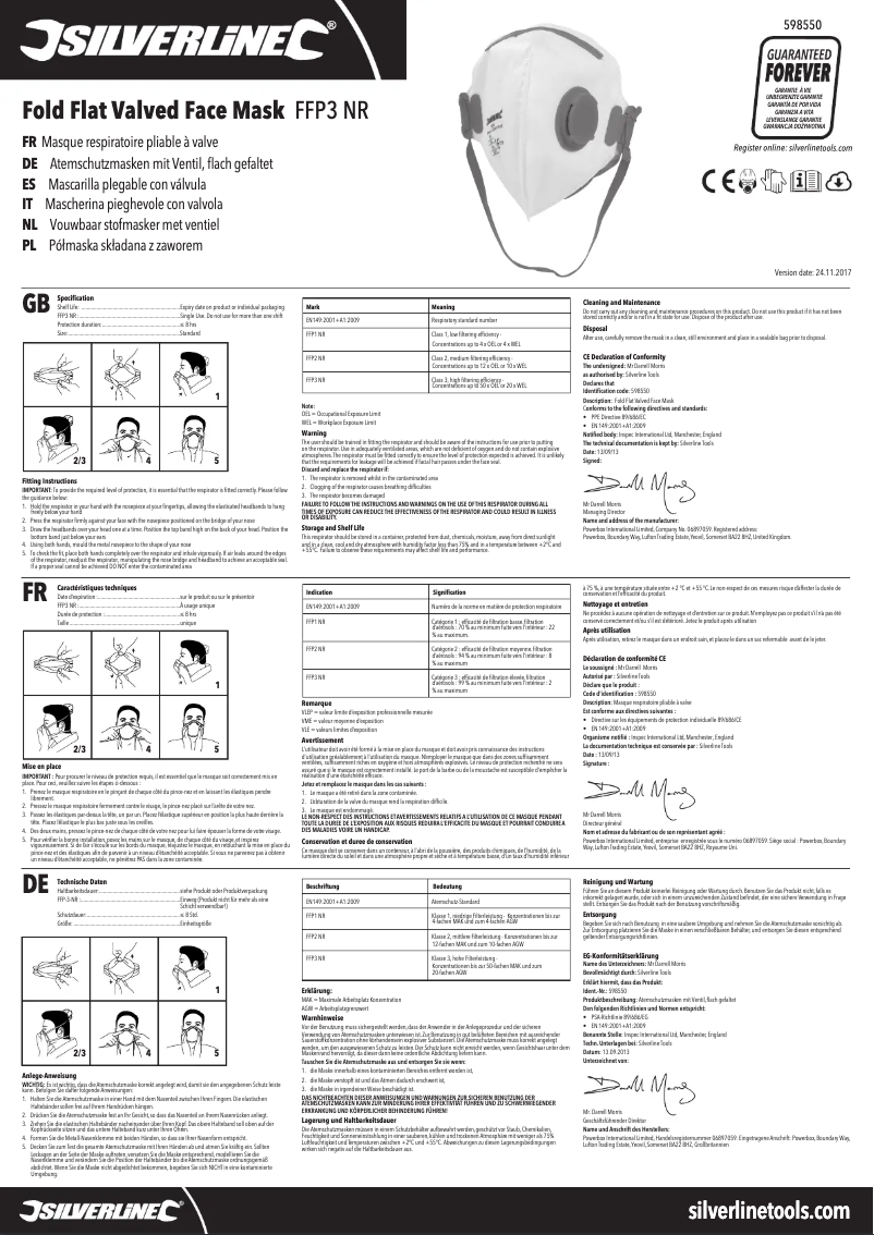 Page 1 de la notice Manuel utilisateur Silverline 598550
