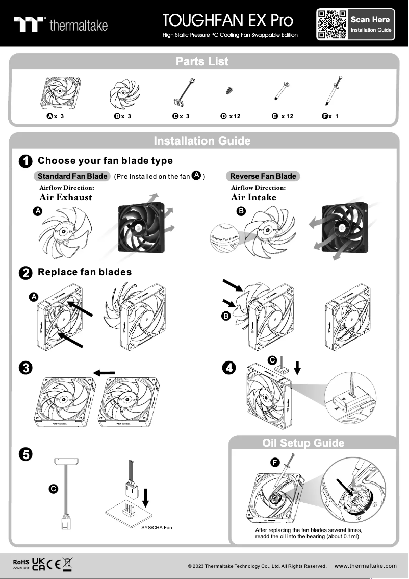 Page 1 de la notice Manuel utilisateur Thermaltake TOUGHFAN EX12 Pro