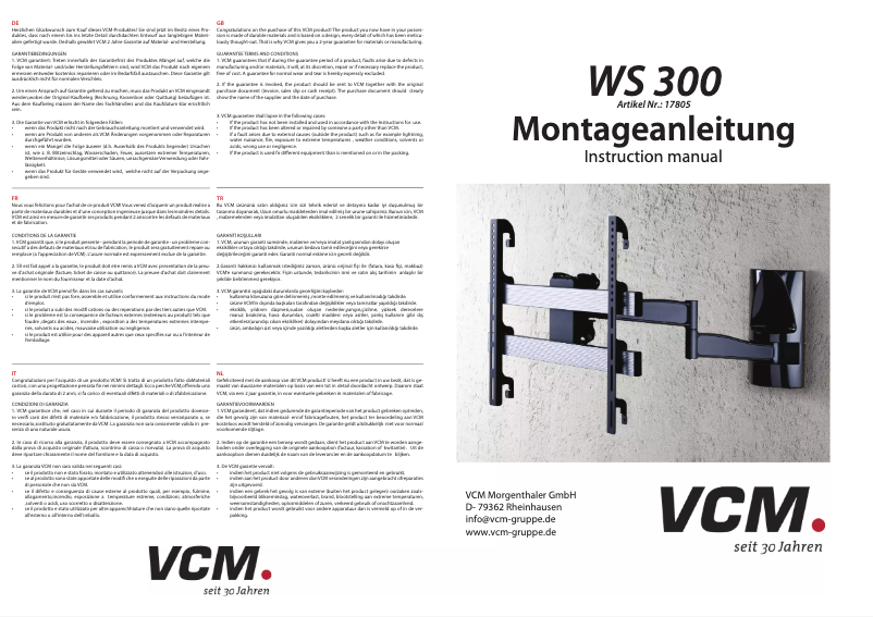 Page 1 de la notice Manuel utilisateur VCM WS 300