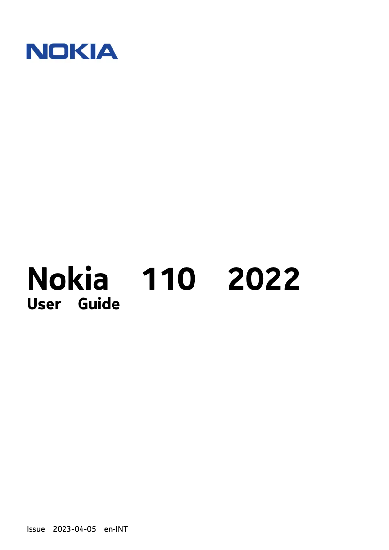 Página 1 del manual Manual de usuario Nokia 110 2022