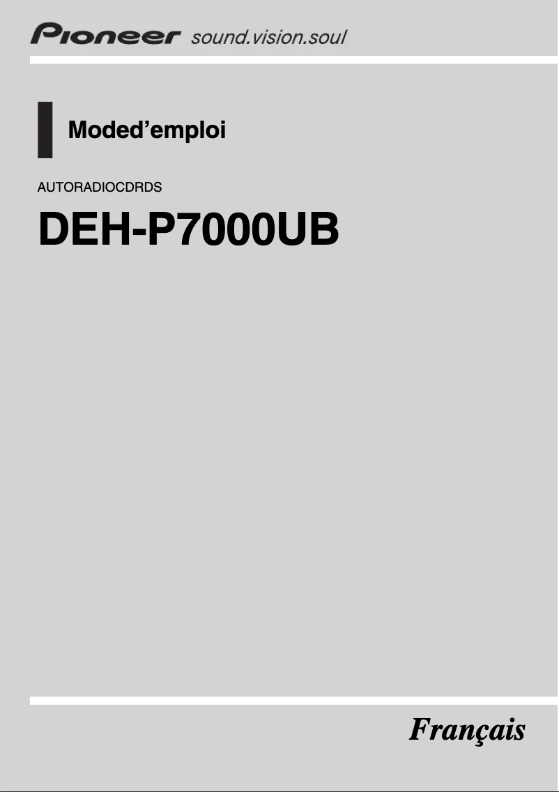 Image de la première page du manuel de l'appareil DEH-P7000UB