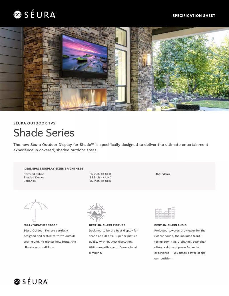 Page n°1 - Fiche technique Seura Shade SHD1-55