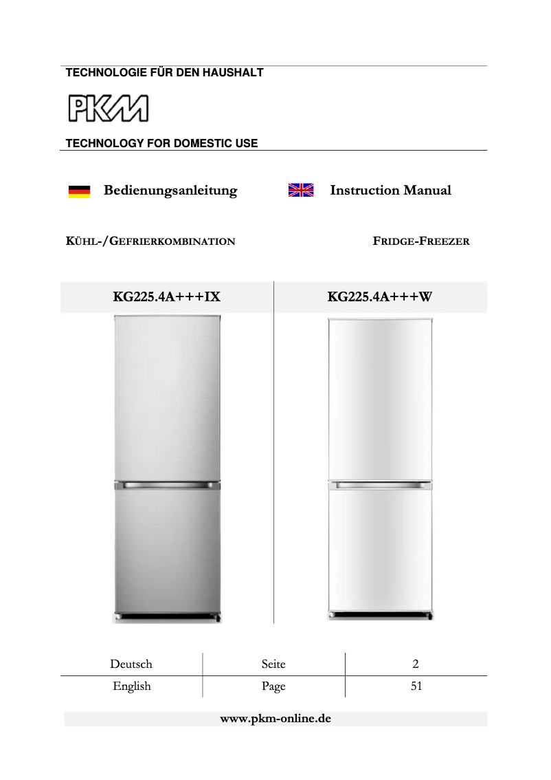 Page 1 de la notice Manuel utilisateur PKM KG225.4A+++W