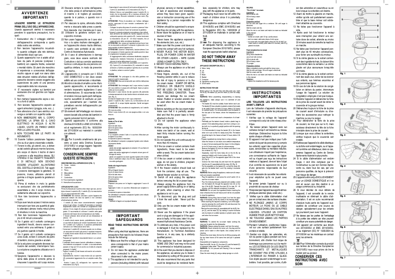 Page 1 de la notice Manuel utilisateur Ariete Gran Gelato 642