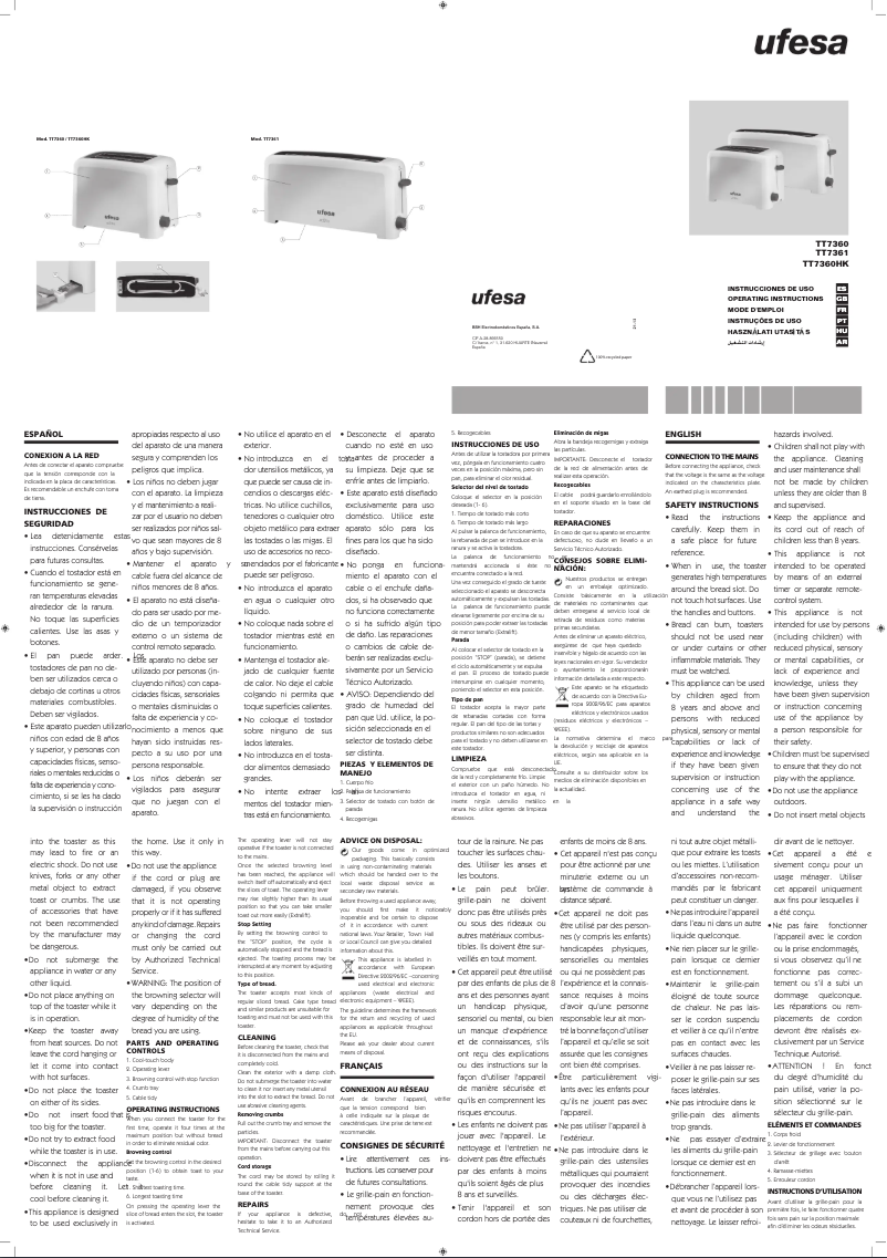 Image de la première page du manuel de l'appareil TT7360HK