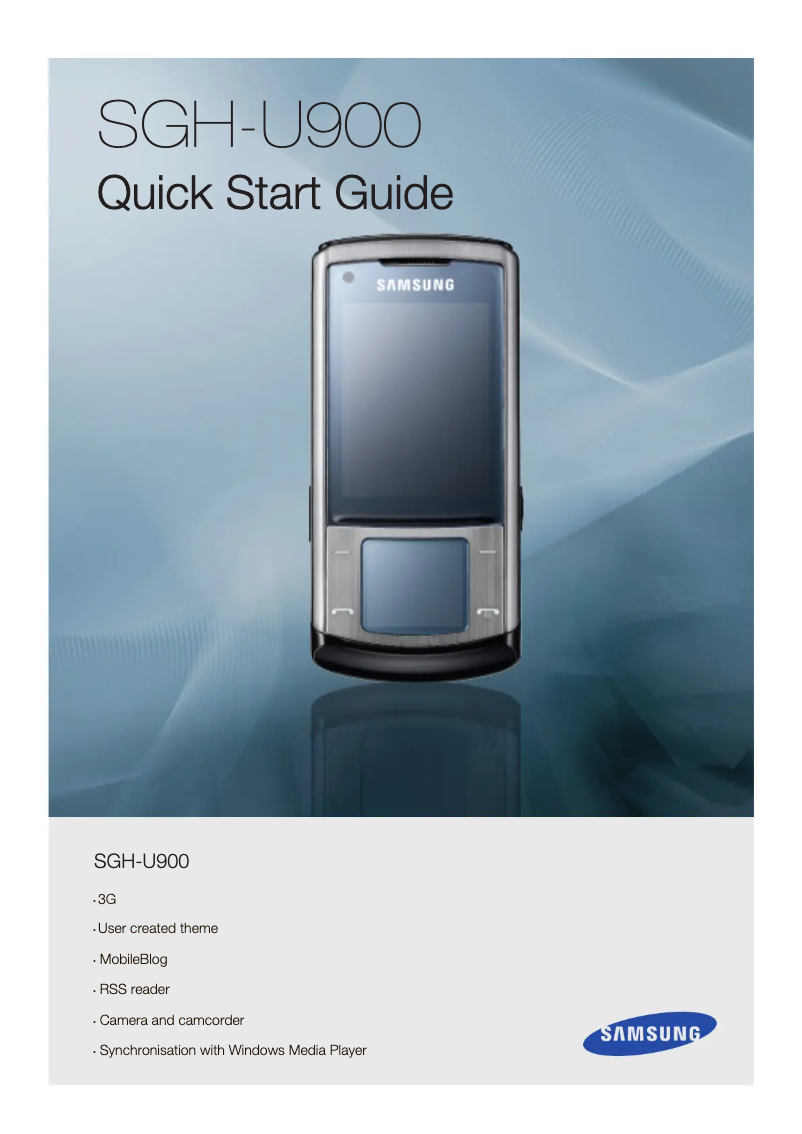 Page 1 de la notice Guide d'installation Samsung SGH-U900