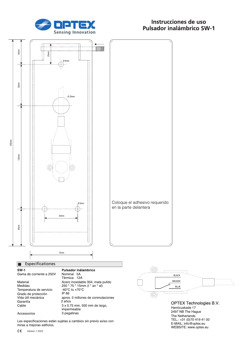 Image de la première page du manuel de l'appareil SW-1