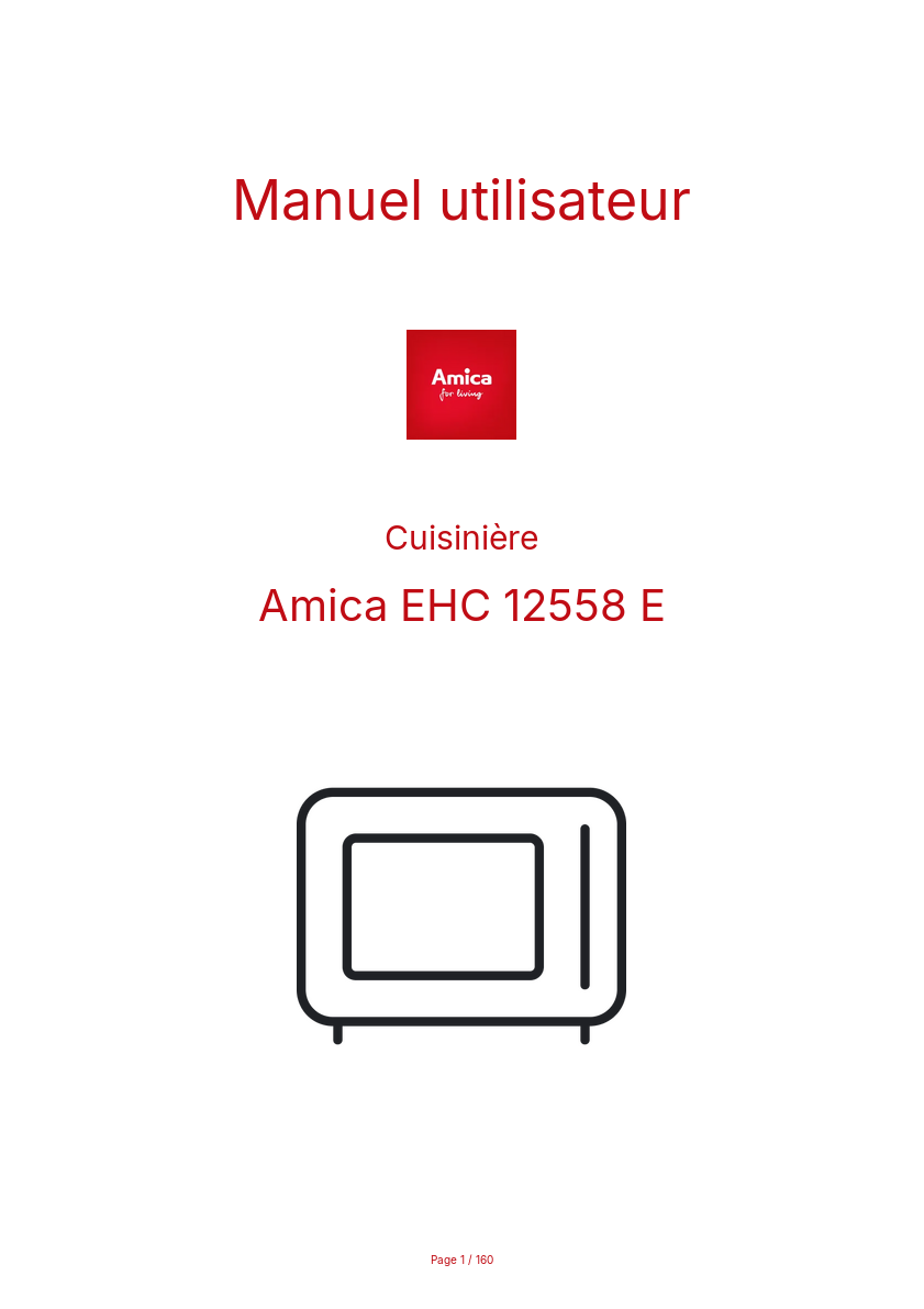 Page n°1 - Manuel utilisateur Amica EHC 12558 E