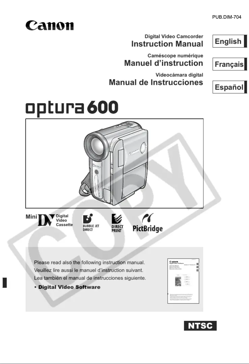 Image de la première page du manuel de l'appareil Optura 600